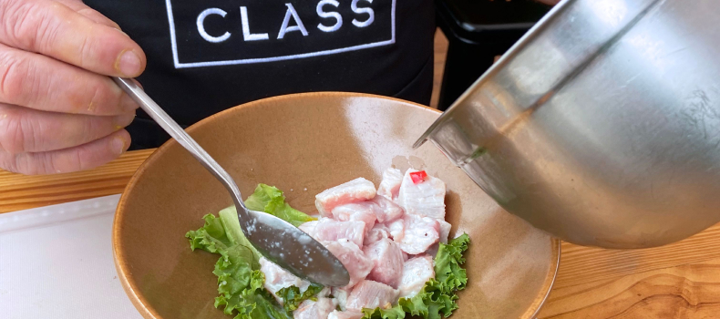 Preparing ceviche in a Lima Cooking Class