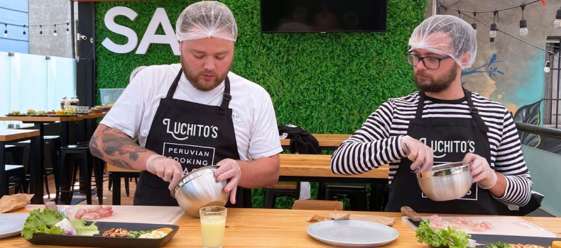 Preparing food in a Lima Cooking Class